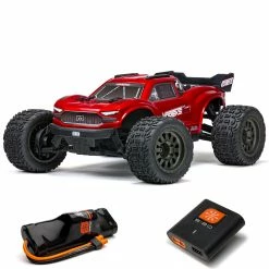 ARRMA 1/10 VORTEKS 4X2 BOOST MEGA 550 Brushed Stadium Truck RTR with Battery & Charger, Red for Ready-To-Run