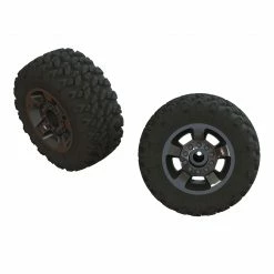 ARRMA 1/8 RAGNAROK MT Front/Rear 2.8 Pre-Mounted Tires, ST, 14mm Hex, Black Chrome (2) for Tires & Wheels