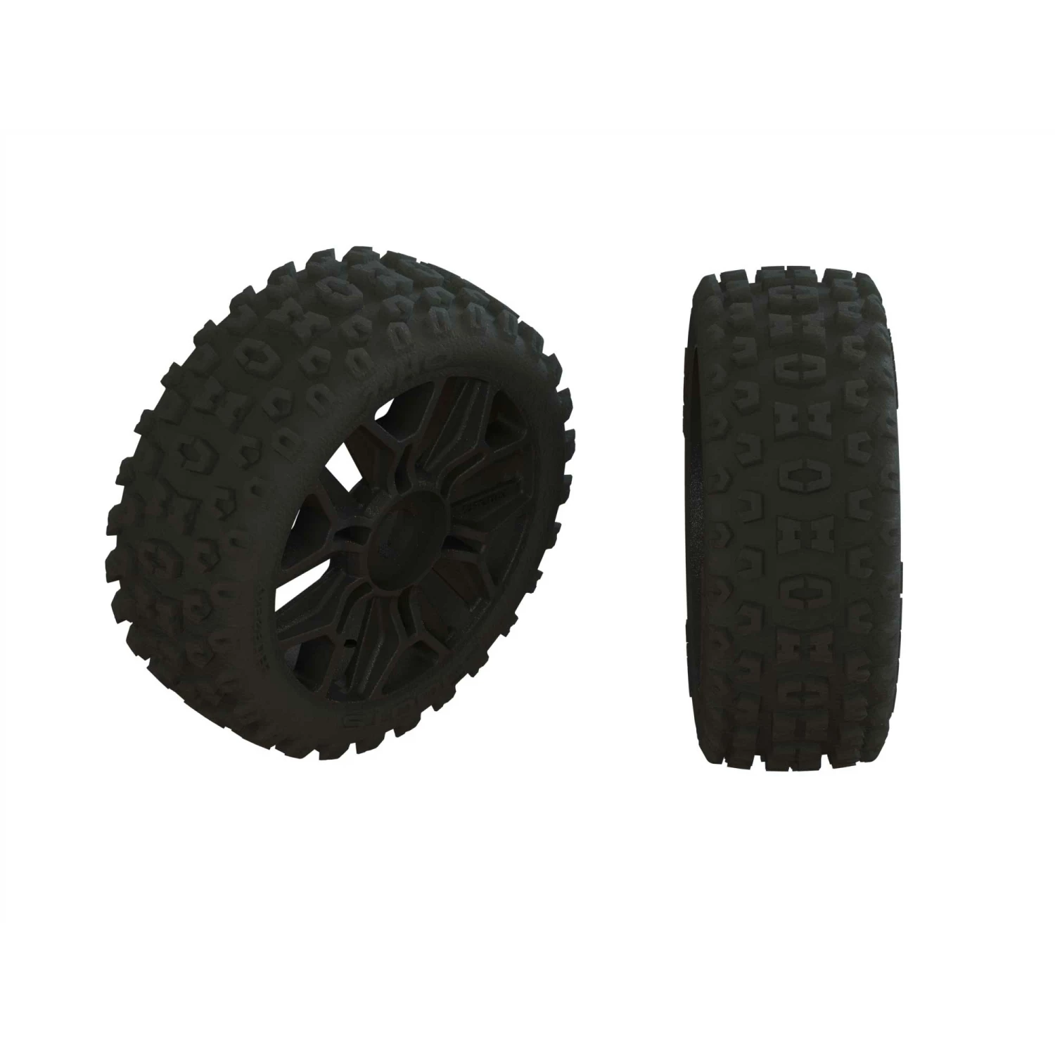 ARRMA 1/8 2HO Front/Rear 3.3 Pre-Mounted Tires, 17mm Hex, Black (2) for Tires & Wheels 3 ARRMA 1/8 2HO Front/Rear 3.3 Pre-Mounted Tires, 17mm Hex, Black (2) for Tires & Wheels
