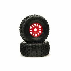 ARRMA 1/8 dBoots Fortress Front/Rear 2.4/3.3 Pre-Mounted Tires, 17mm Hex, Red (2) for Tires & Wheels