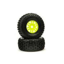 ARRMA 1/8 dBoots Fortress Front/Rear 2.4/3.3 Pre-Mounted Tires, 17mm Hex, Green (2) for Tires & Wheels