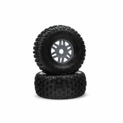 ARRMA 1/8 dBoots Fortress Front/Rear 2.4/3.3 Pre-Mounted Tires, 17mm Hex, Gunmetal (2) for Tires & Wheels